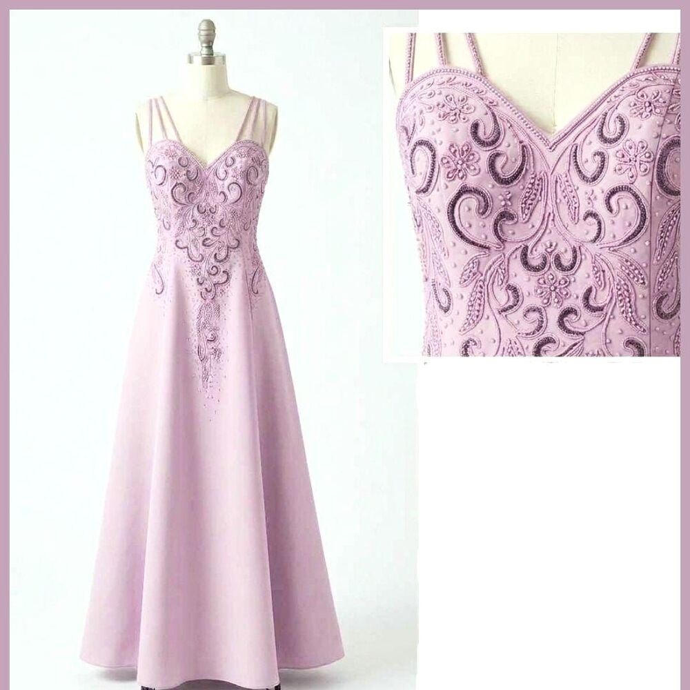 VTG 90s Alyce Design Aline Princess Costume Lavender Beaded Dress Fairy Gown10 M